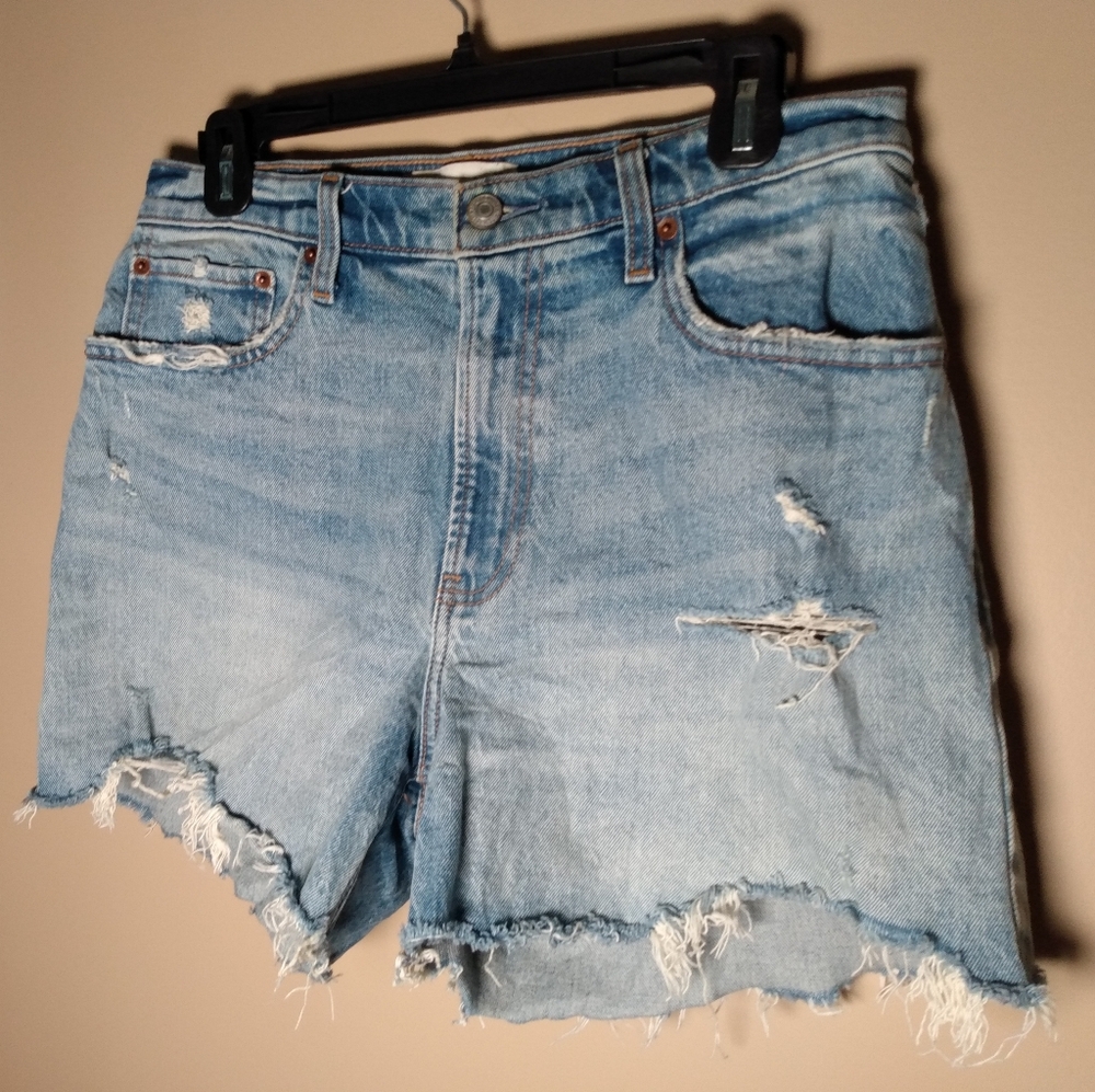 Abercrombie & Fitch Distressed Denim Women Jean Hi Rise 4" Shorts Size 29/8 - Picture 7 of 14